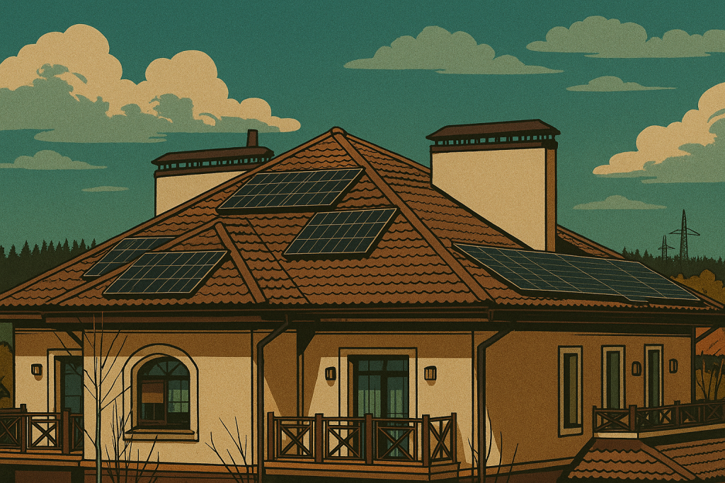 a house with solar panels on the roof