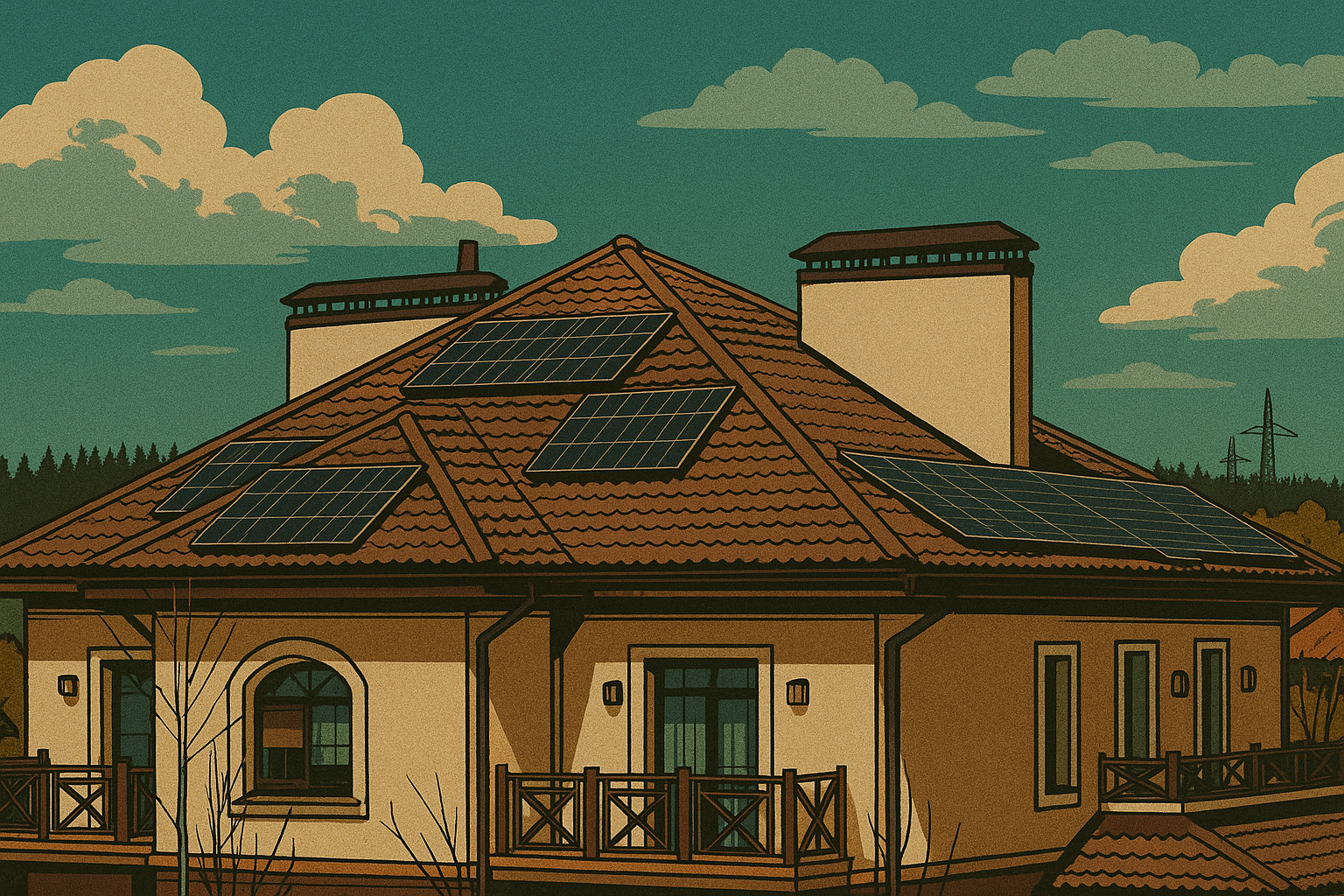 a house with solar panels on the roof