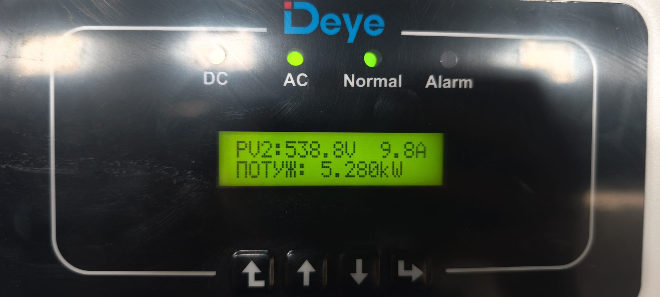 Solar inverter display showing metrics