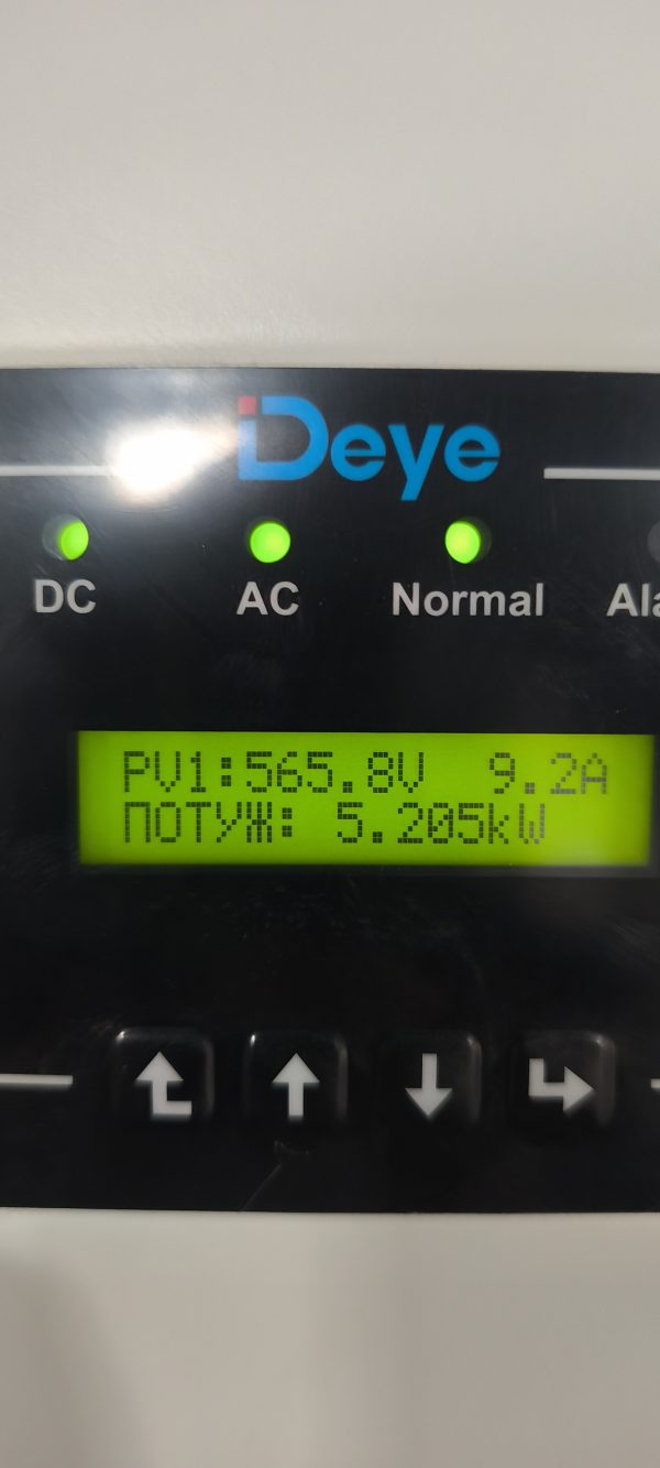 Solar inverter display showing metrics