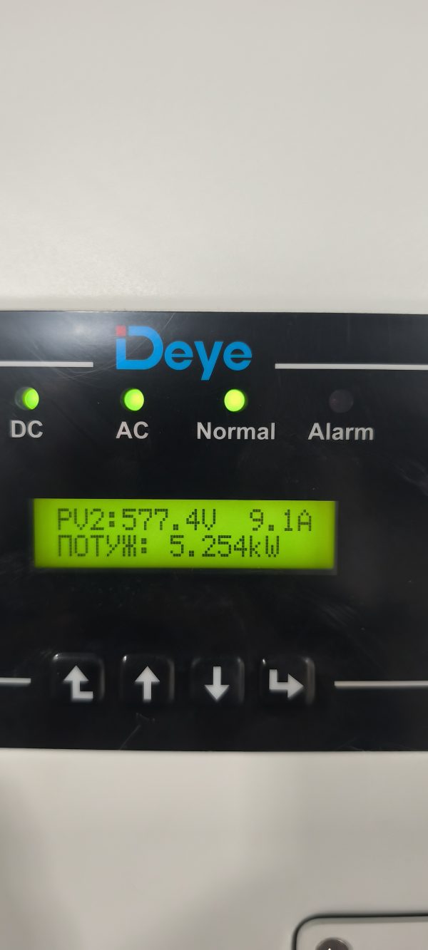 Solar inverter display showing metrics